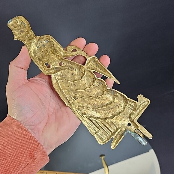 Vintage Solid Brass Woman Decorative Retractable Wall Clothes Hanger - Picture 7 of 11